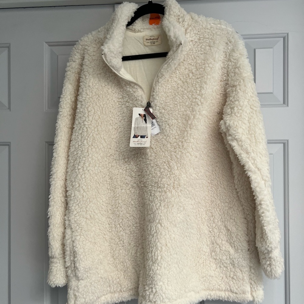 Weatherproof Cream Teddy Jacket Plush Fleece Quarter-Zip